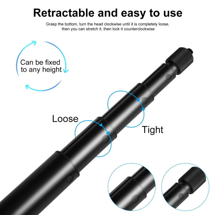PULUZ 2m Metal Selfie Stick Monopod  for Insta360 One RS / X2 / X3 / X4 / DJI Osmo 360 (Black) - HoMEdemic™ 
