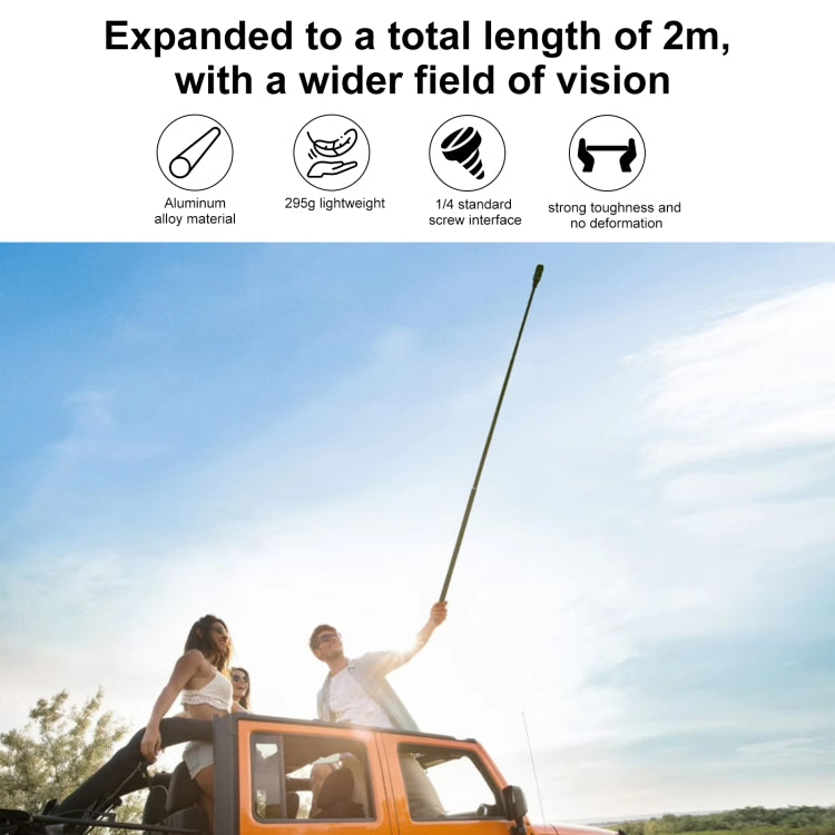 PULUZ 2m Metal Selfie Stick Monopod  for Insta360 One RS / X2 / X3 / X4 / DJI Osmo 360 (Black) - HoMEdemic™ 
