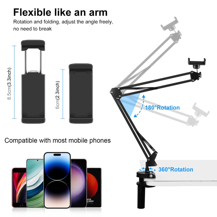 PULUZ Live Broadcast Desktop Articulating Arm Holder with Phone Clamp (Black) - HoMEdemic™ 