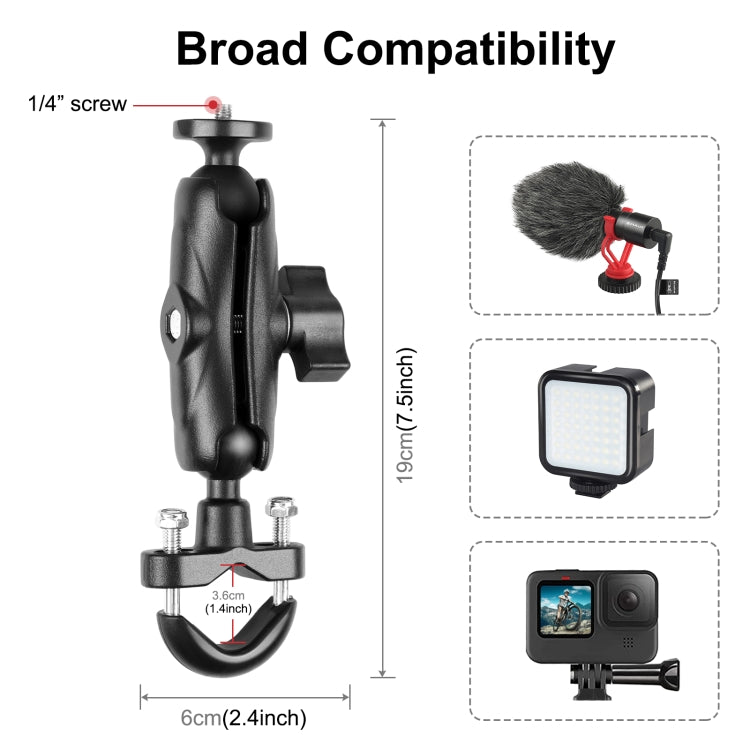 PULUZ Motorcycle Handlebar Fixed Mount U-Bolt Base Holder for GoPro and Other Action Cameras(Black) - HoMEdemic™ 