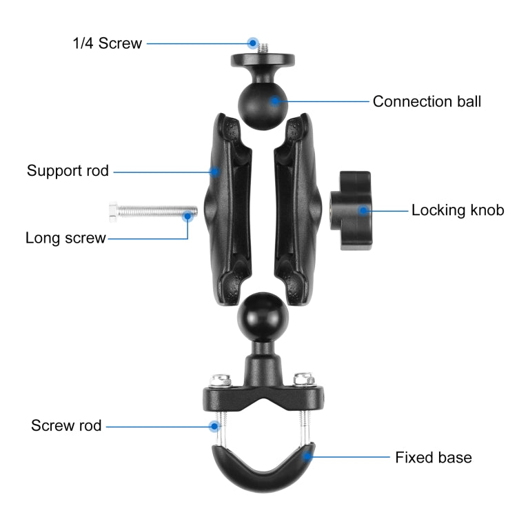 PULUZ Motorcycle Handlebar Fixed Mount U-Bolt Base Holder for GoPro and Other Action Cameras(Black) - HoMEdemic™ 