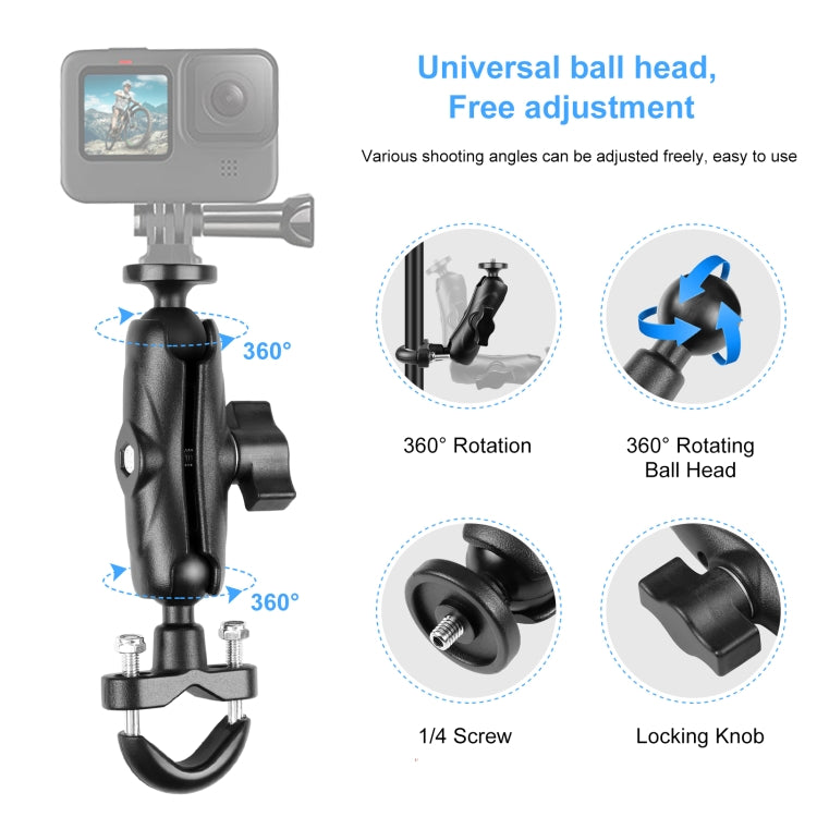 PULUZ Motorcycle Handlebar Fixed Mount U-Bolt Base Holder for GoPro and Other Action Cameras(Black) - HoMEdemic™ 