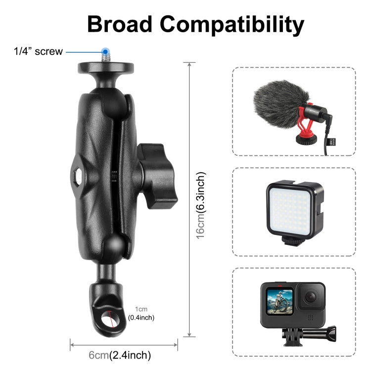 PULUZ Motorcycle Holder Mirror Base Hole Fixed Mount for GoPro and Other Action Cameras(Black) - HoMEdemic™ 