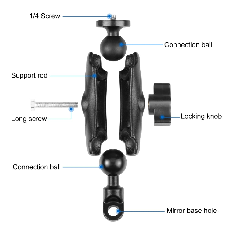 PULUZ Motorcycle Holder Mirror Base Hole Fixed Mount for GoPro and Other Action Cameras(Black) - HoMEdemic™ 