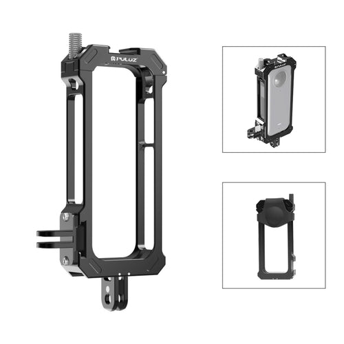 For Insta360 X3 PULUZ Metal Protective Cage Rig Housing Frame with Expand Cold Shoe Base & Tripod Adapter(Black) - HoMEdemic™ 