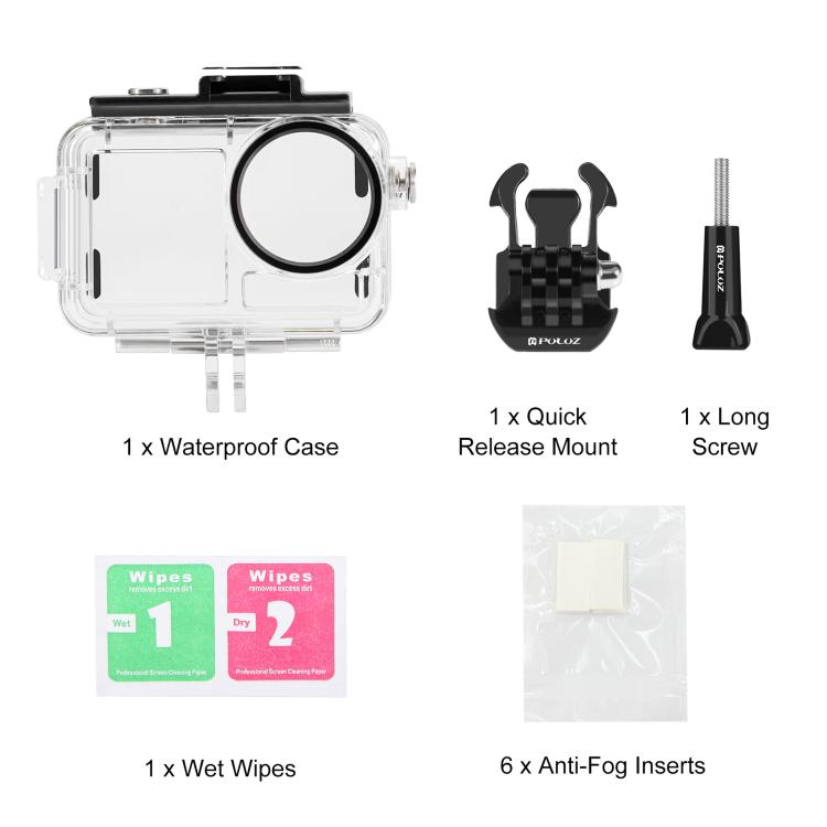 For DJI Osmo Action 5 Pro / 3 / 4 PULUZ 60m Underwater Waterproof Housing Diving Case with Cold Shoe & Buckle Basic Mount & Screw - HoMEdemic™ 