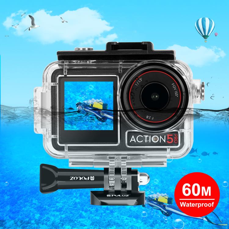 For DJI Osmo Action 5 Pro / 3 / 4 PULUZ 60m Underwater Waterproof Housing Diving Case with Cold Shoe & Buckle Basic Mount & Screw - HoMEdemic™ 