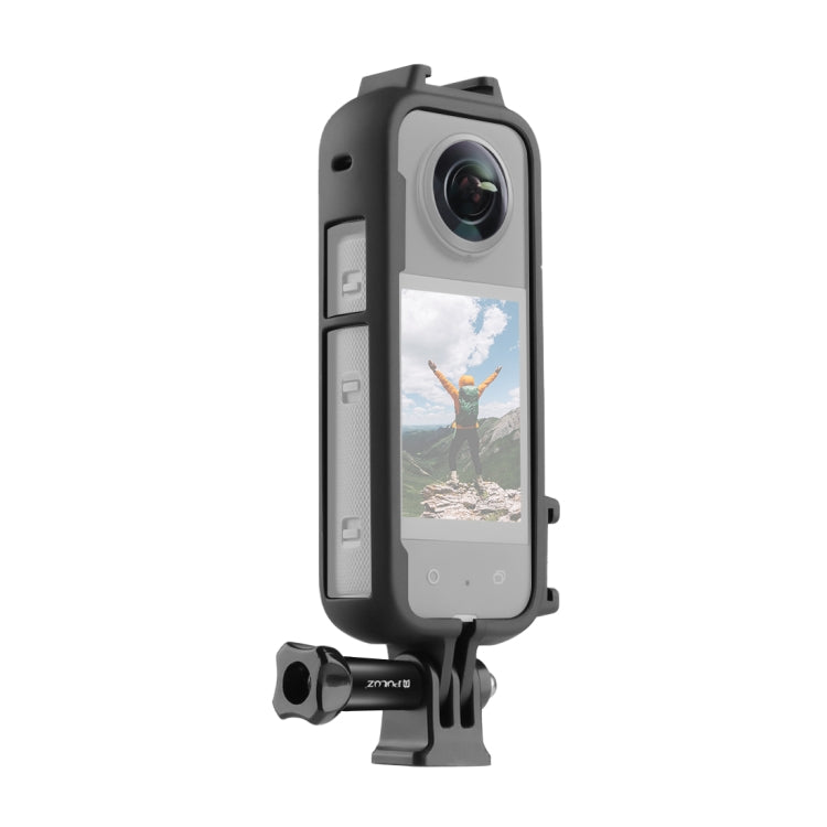 For Insta360 X3 PULUZ Cold Shoe PC Plastic Protective Frame with Adapter Mount & Screw(Black) - HoMEdemic™ 