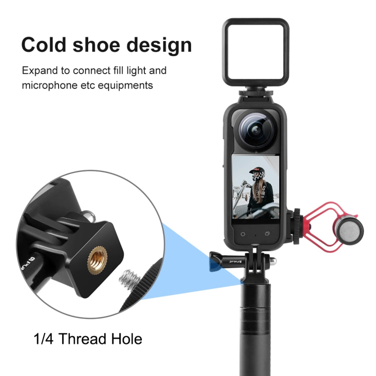 For Insta360 X3 PULUZ Cold Shoe PC Plastic Protective Frame with Adapter Mount & Screw(Black) - HoMEdemic™ 