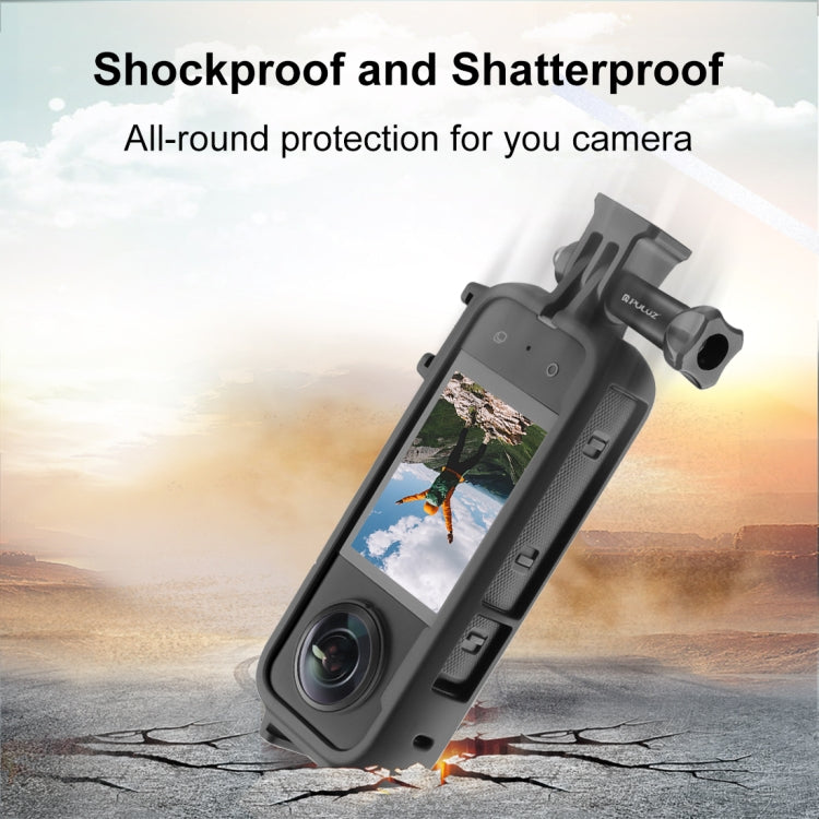 For Insta360 X3 PULUZ Cold Shoe PC Plastic Protective Frame with Adapter Mount & Screw(Black) - HoMEdemic™ 