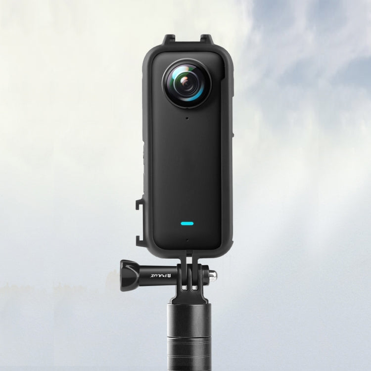 For Insta360 X3 PULUZ Cold Shoe PC Plastic Protective Frame with Adapter Mount & Screw(Black) - HoMEdemic™ 