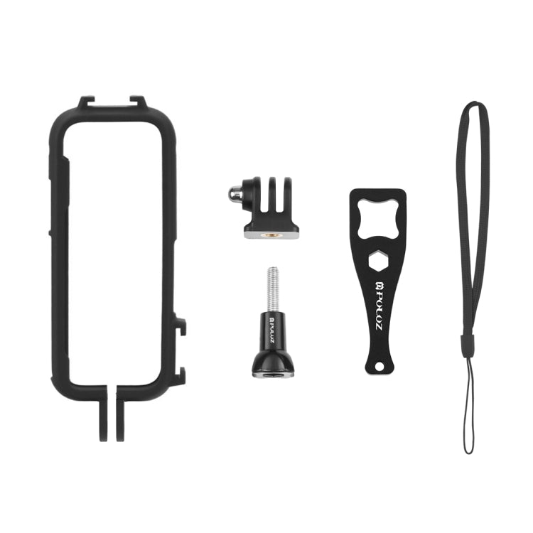 For Insta360 X3 PULUZ Cold Shoe PC Plastic Protective Frame with Adapter Mount & Screw(Black) - HoMEdemic™ 