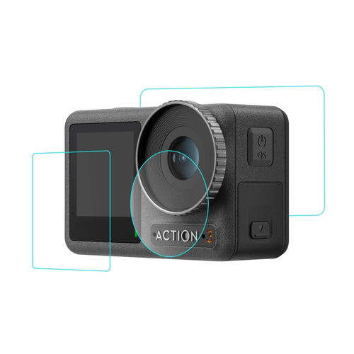 For DJI Osmo Action 3  PULUZ 3-in-1 Lens Front and Back Screen Tempered Glass Explosion-proof Film - HoMEdemic™ 