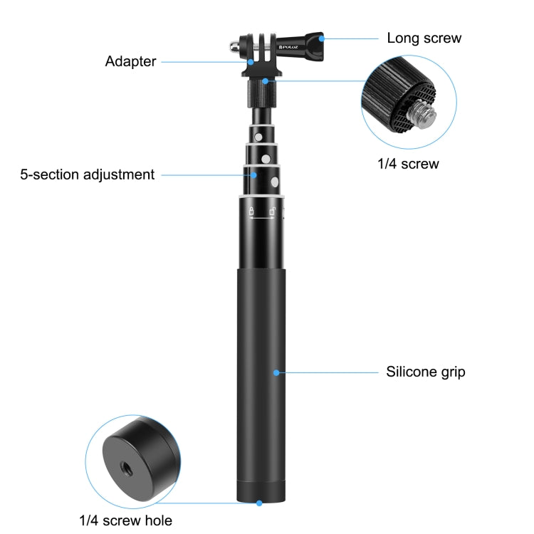 PULUZ 70cm Metal Selfie Stick Monopod with Invisible Adapter Base & Screw for Insta360 One RS / X2 / X3 / DJI Osmo 360 - HoMEdemic™ 