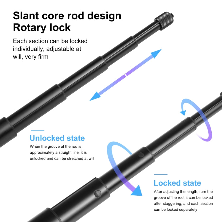 PULUZ 110cm Metal Selfie Stick Monopod with Invisible Adapter Base & Screw for Insta360 One RS / X2 / X3 / X4 / DJI Osmo 360 - HoMEdemic™ 