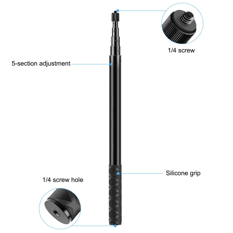 PULUZ 150cm Metal Selfie Stick Monopod  for Insta360 One RS / X2 / X3 / X4 / DJI Osmo 360 - HoMEdemic™ 