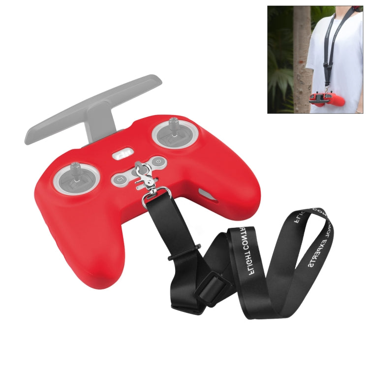 For DJI FPV Combo Remote Control PULUZ Silicone Protective Case with Neck Strap(Red) - HoMEdemic™ 