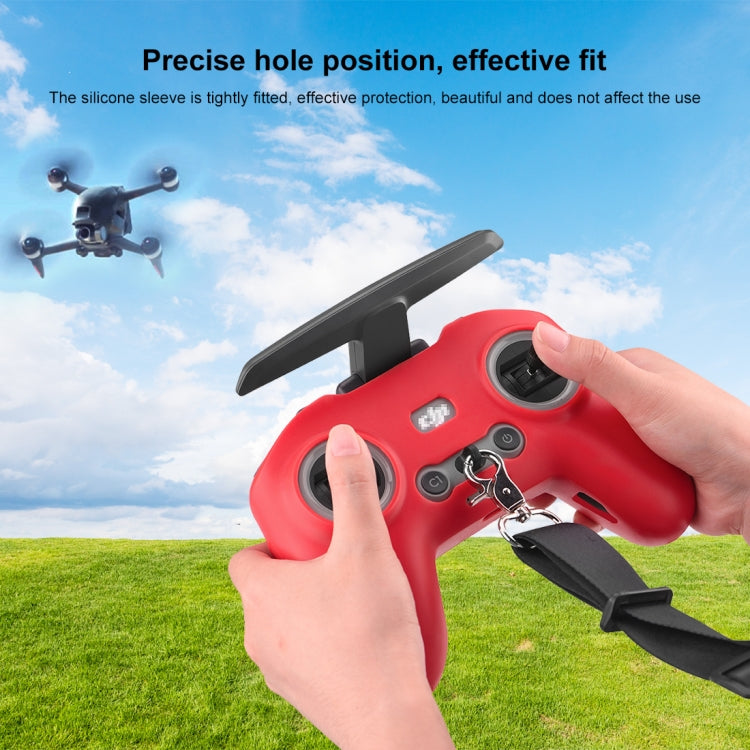 For DJI FPV Combo Remote Control PULUZ Silicone Protective Case with Neck Strap(Red) - HoMEdemic™ 