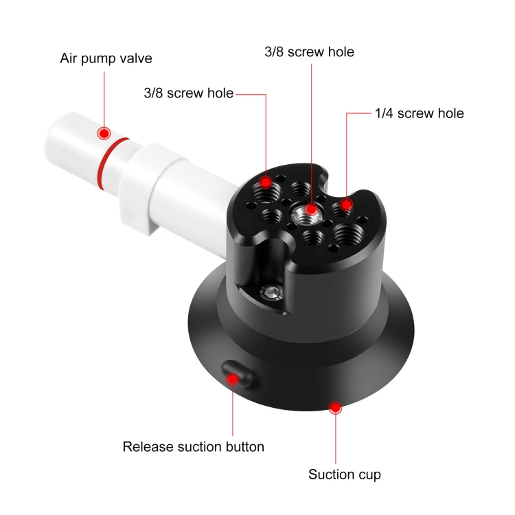 PULUZ 3 inch Car Single Pump Suction Cup Aluminum Alloy Mount (Black) - HoMEdemic™ 