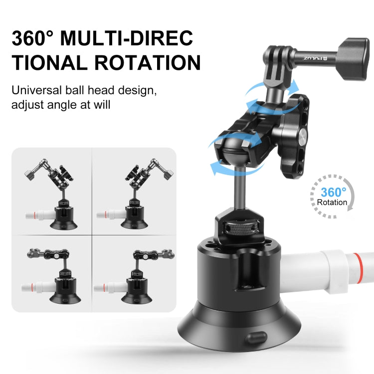 PULUZ Magic Arm with Pump Suction Cup Aluminum Alloy Mount (Black) - HoMEdemic™ 