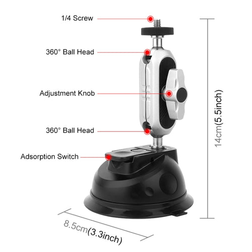 PULUZ Car Suction Cup Arm Mount with Phone Clamp & Mount Adapter & Long Screw - HoMEdemic™ 