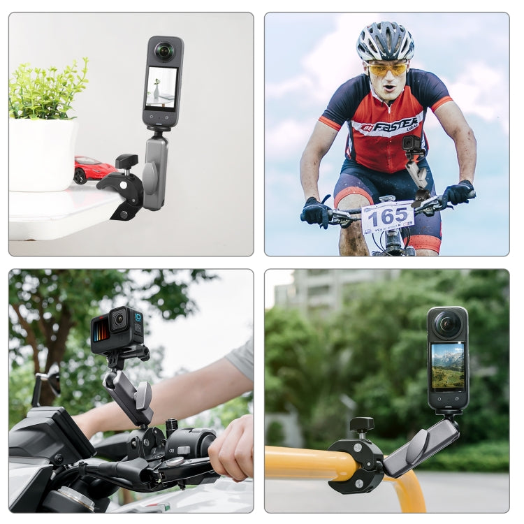 PULUZ Motorcycle Crab Pliers Clip Arm Mount with Mount Adapter & Long Screw (Black) - HoMEdemic™ 
