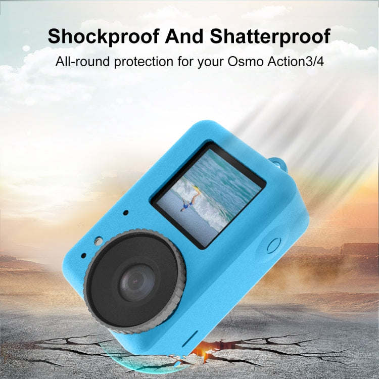For DJI Osmo Action 5 Pro / 4 / 3  PULUZ Silicone Protective Case with Lens Cap (Blue) - HoMEdemic™ 