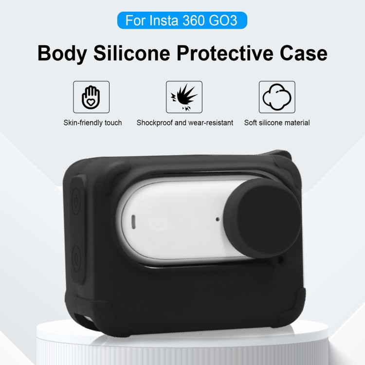 For Insta360 GO 3 PULUZ Camera Charging Case Silicone Case with Lens Cap & Strap (Black) - HoMEdemic™ 