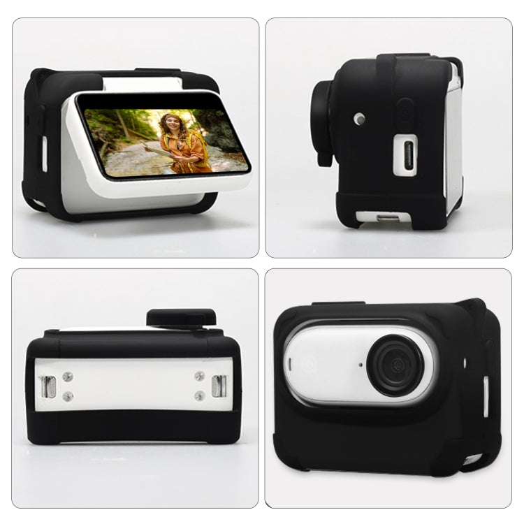 For Insta360 GO 3 PULUZ Camera Charging Case Silicone Case with Lens Cap & Strap (Black) - HoMEdemic™ 
