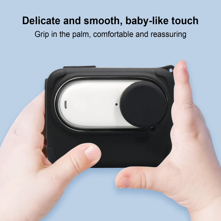 For Insta360 GO 3 PULUZ Camera Charging Case Silicone Case with Lens Cap & Strap (Black) - HoMEdemic™ 
