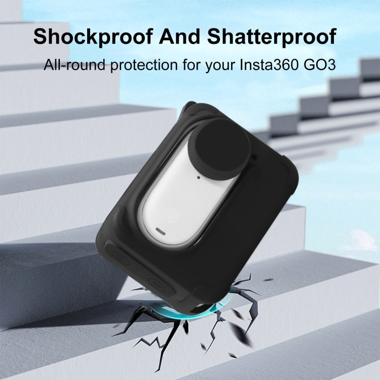 For Insta360 GO 3 PULUZ Camera Charging Case Silicone Case with Lens Cap & Strap (Black) - HoMEdemic™ 