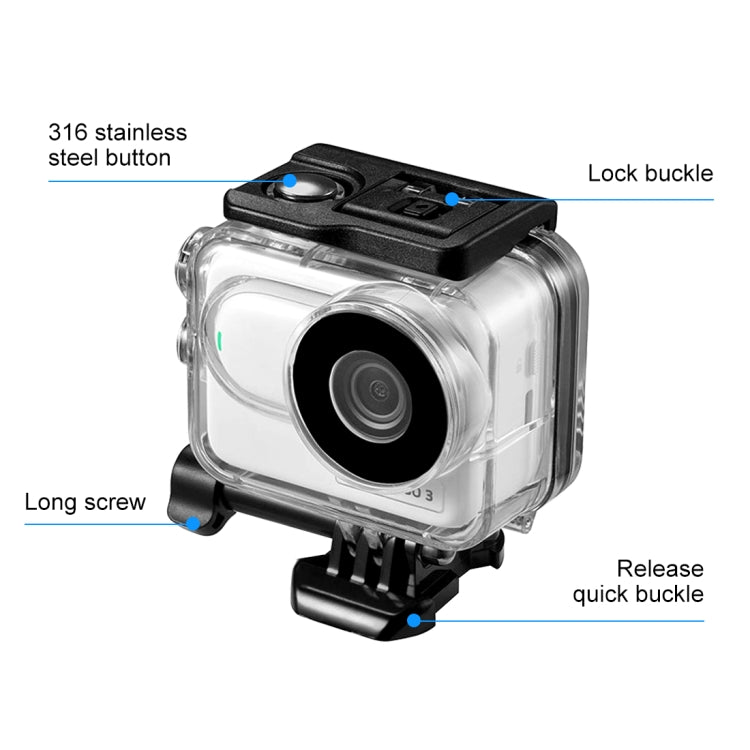 For Insta360 GO 3  / GO 3S PULUZ 60m Underwater Waterproof Housing Case with Base Adapter & Screw (Transparent) - HoMEdemic™ 
