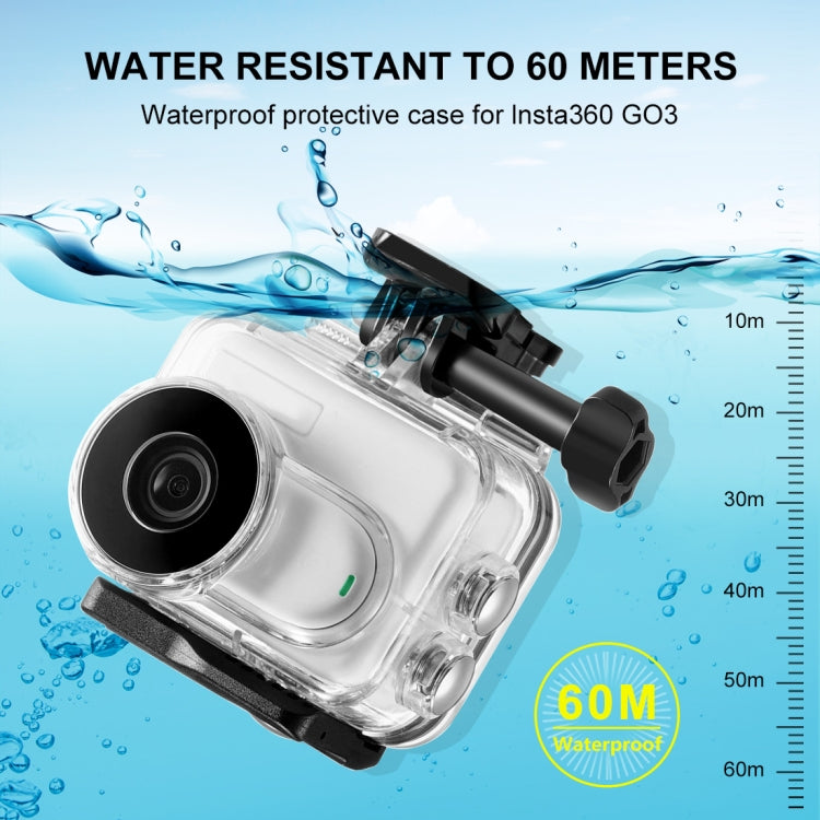 For Insta360 GO 3  / GO 3S PULUZ 60m Underwater Waterproof Housing Case with Base Adapter & Screw (Transparent) - HoMEdemic™ 