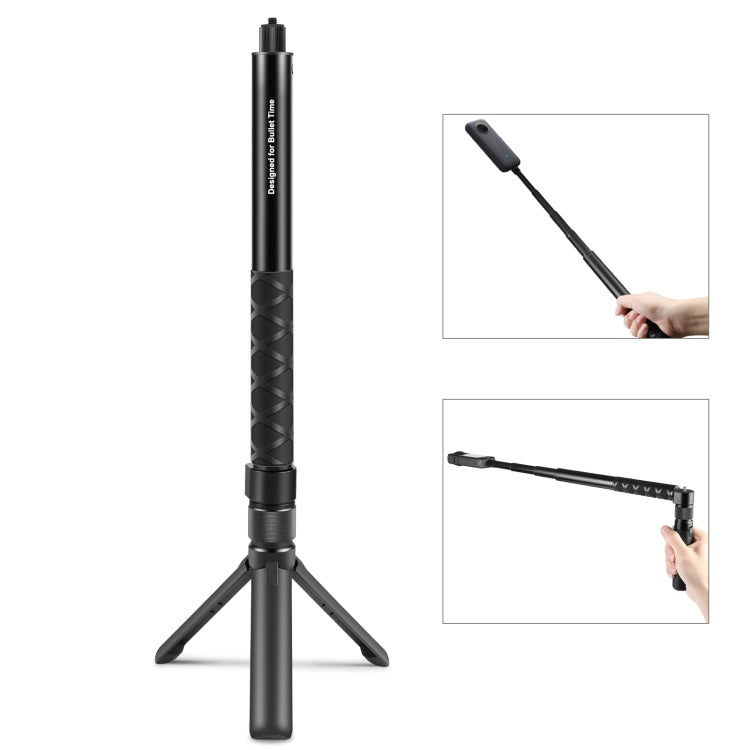 For Insta360 X3 / X4 / X5 / DJI Osmo 360 PULUZ Rotary Handle Desktop Tripod Stand 110cm Selfie Stick Monopod (Black) - HoMEdemic™ 