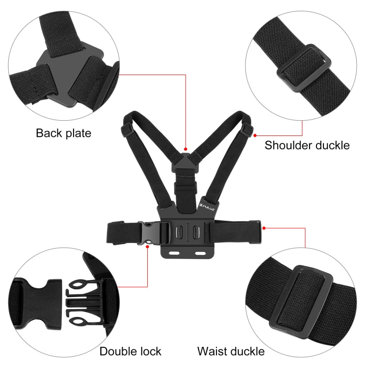 PULUZ  5 in 1 Adjustable Body Mount Belt Chest Strap with Phone Clamp & J Hook Mount & Long Screw Kit - HoMEdemic™ 