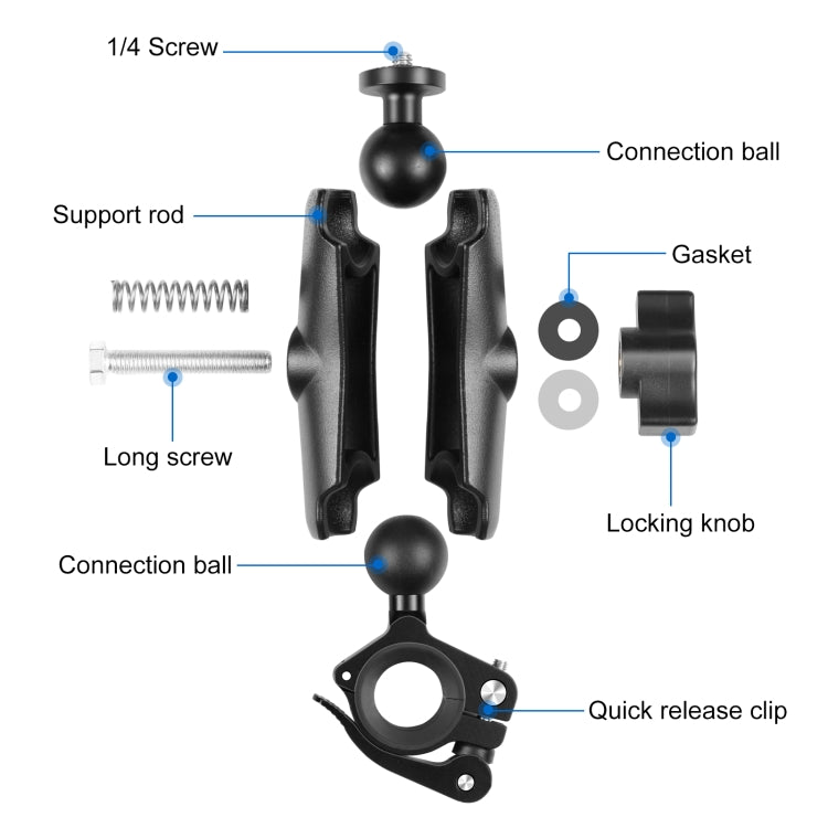 PULUZ Motorcycle O-Clip Quick Release Clamp Handlebar Fixed Mount Holder for GoPro and Other Action Cameras(Black) - HoMEdemic™ 