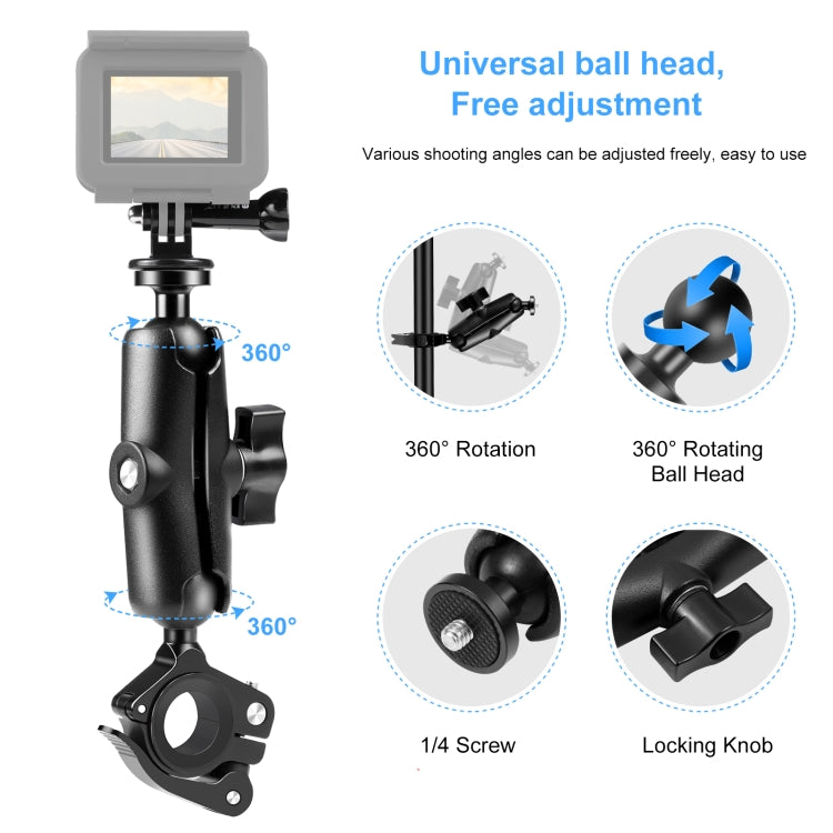 PULUZ Motorcycle O-Clip Quick Release Clamp Handlebar Fixed Mount Holder for GoPro and Other Action Cameras(Black) - HoMEdemic™ 