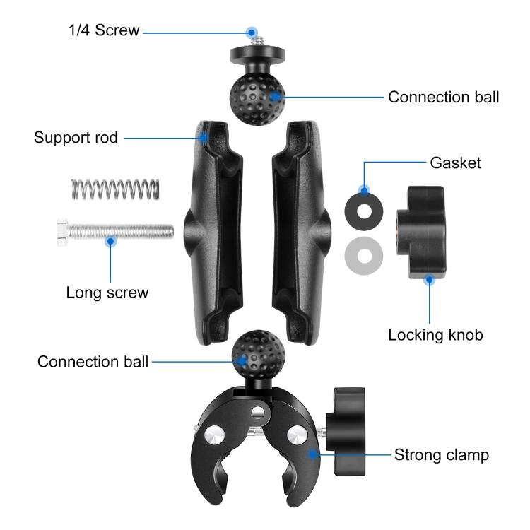 PULUZ Motorcycle Crab Clamp Handlebar Fixed Mount Holder for GoPro and Other Action Cameras(Black) - HoMEdemic™ 