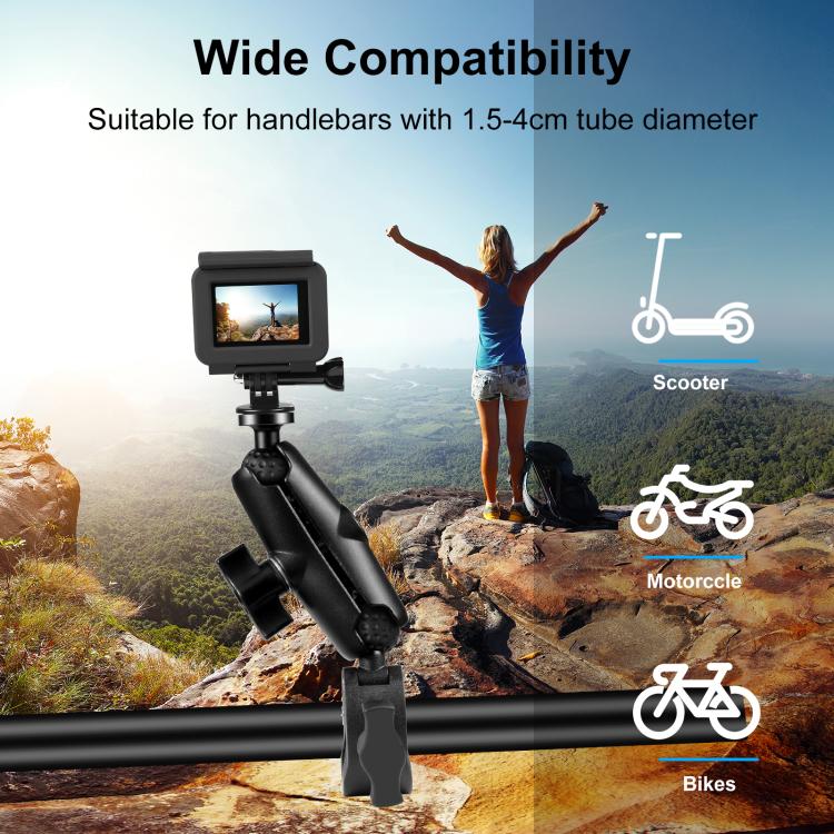 PULUZ Motorcycle Crab Clamp Handlebar Fixed Mount Holder for GoPro and Other Action Cameras(Black) - HoMEdemic™ 
