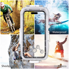 PULUZ 40m/130ft Waterproof Diving Case for iPhone 15 Pro Max / 15 Plus / 14 Plus / 14 Pro Max / 13 Pro Max / 12 Pro Max / 11 Pro Max, with One-way Valve Photo Video Taking Underwater Housing Cover(White) - HoMEdemic™ 