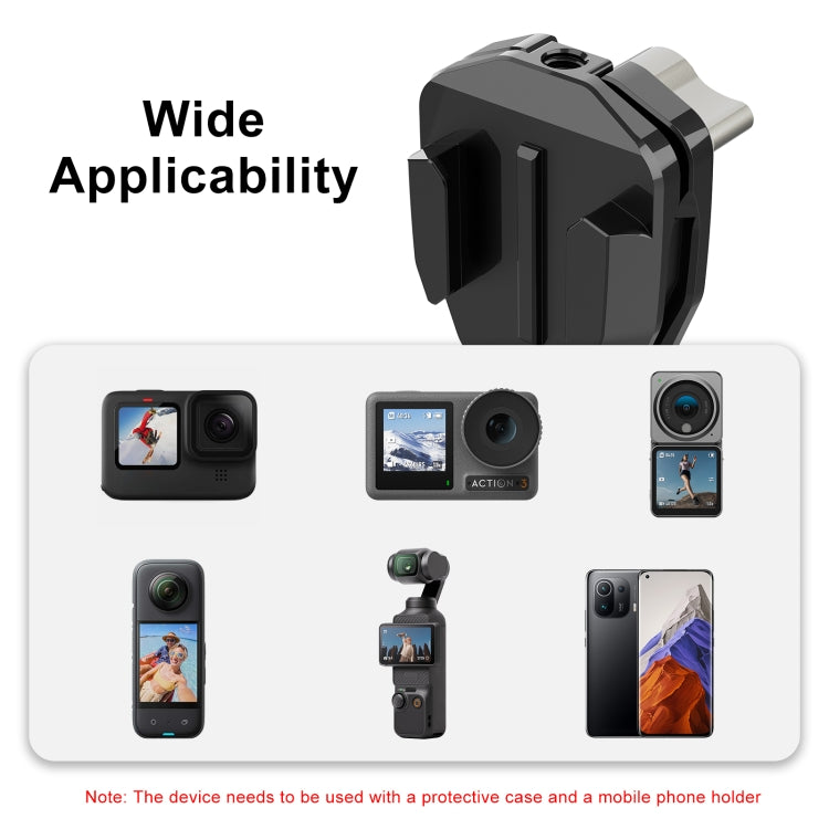 PULUZ Motorcycle Windshield Action Camera Mount Clip for GoPro Hero12 Black / DJI Osmo Action 4 / Insta360 X4 / Ace Pro and Other Action Cameras (Black) - HoMEdemic™ 
