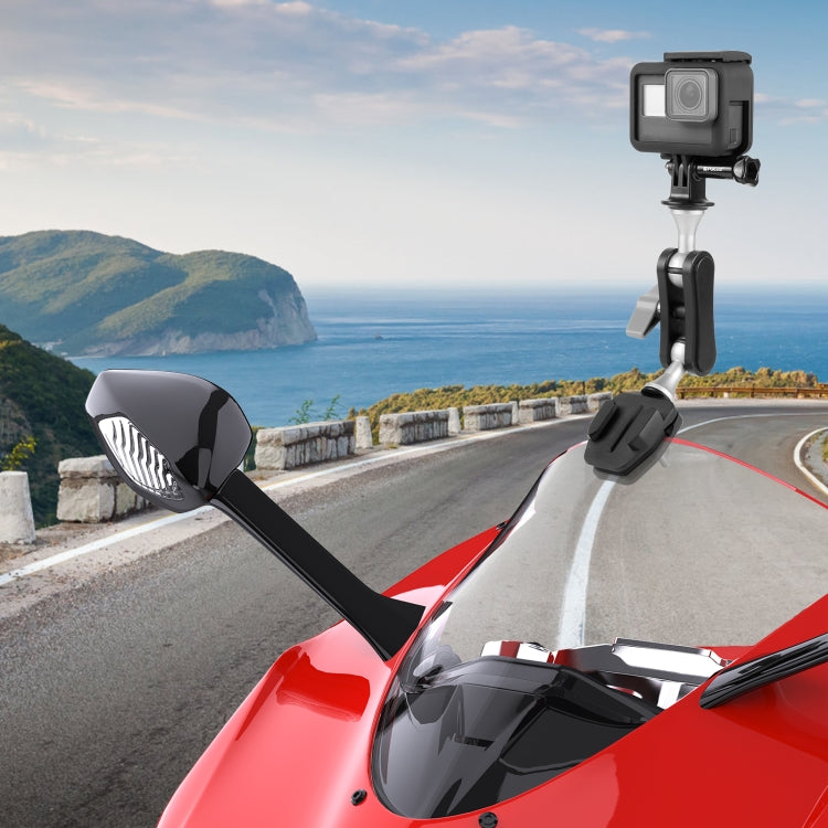 PULUZ Motorcycle Windshield Action Camera Mount Clip for GoPro Hero12 Black / DJI Osmo Action 4 / Insta360 X4 / Ace Pro and Other Action Cameras (Black) - HoMEdemic™ 