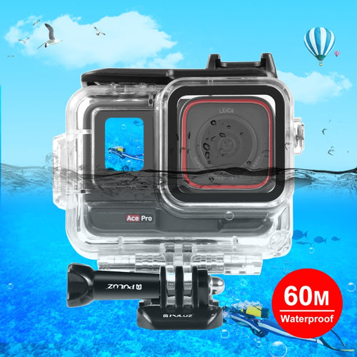 For Insta360 Ace Pro PULUZ 60m Underwater Waterproof Housing Case with Base Adapter & Screw (Transparent) - HoMEdemic™ 