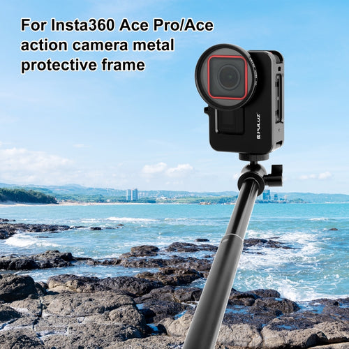 For Insta360 Ace Pro / Ace PULUZ Metal Cage Adapter Frame with 52mm UV Filter & Adapter Ring (Black) - HoMEdemic™ 