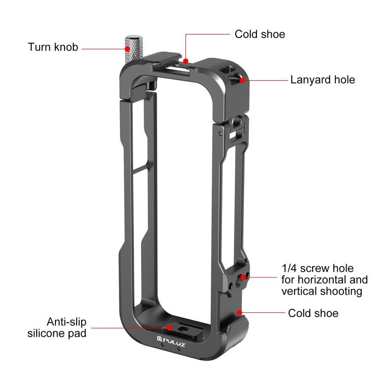 For Insta360 X4 PULUZ Metal Protective Cage Rig Housing Frame with Lens Cover (Black) - HoMEdemic™ 