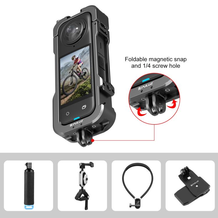 For Insta360 X4 PULUZ Metal Protective Cage Rig Housing Frame with Lens Cover (Black) - HoMEdemic™ 