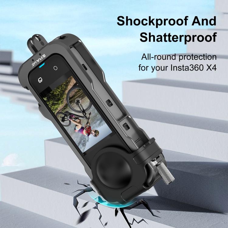 For Insta360 X4 PULUZ Metal Protective Cage Rig Housing Frame with Lens Cover (Black) - HoMEdemic™ 