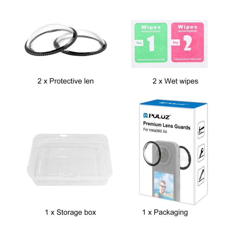 For Insta360 X4 PULUZ Rotation Optical Glass Lens Guard  Protective Cover (Transparent) - HoMEdemic™ 