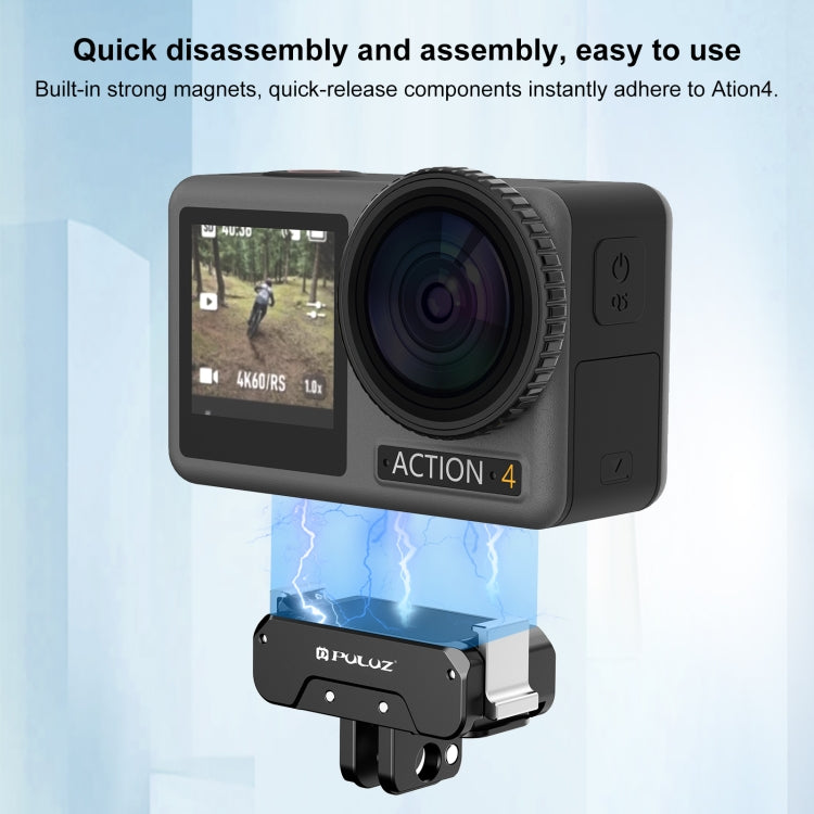 For DJI Osmo Action 5 Pro / 4 / 3 / Osmo 360 PULUZ Magnetic Quick Release Metal Base (Black) - HoMEdemic™ 