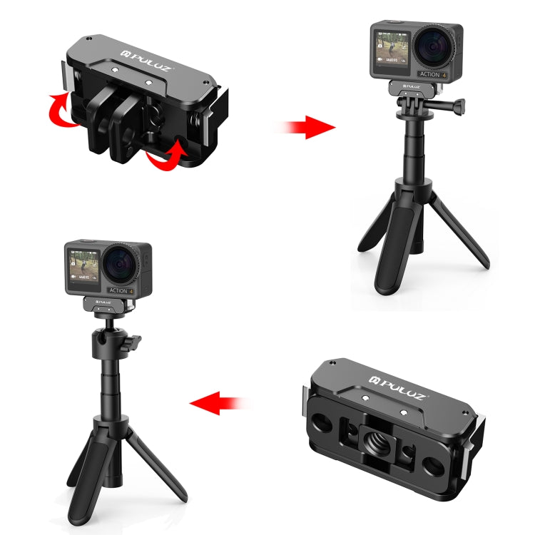 For DJI Osmo Action 5 Pro / 4 / 3 / Osmo 360 PULUZ Magnetic Quick Release Metal Base (Black) - HoMEdemic™ 